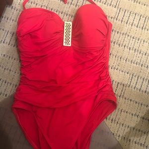 Lady in Red Swimsuit